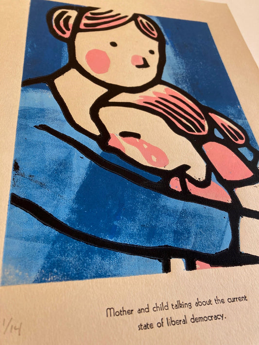 Andreas Brekke: Mother and child talking about the current state of liberal democracy